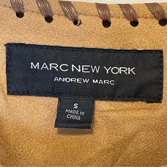 Marc New York‎ Tan Open Front Coat with Stitch Detail suede women’s size small - Picture 3 of 3